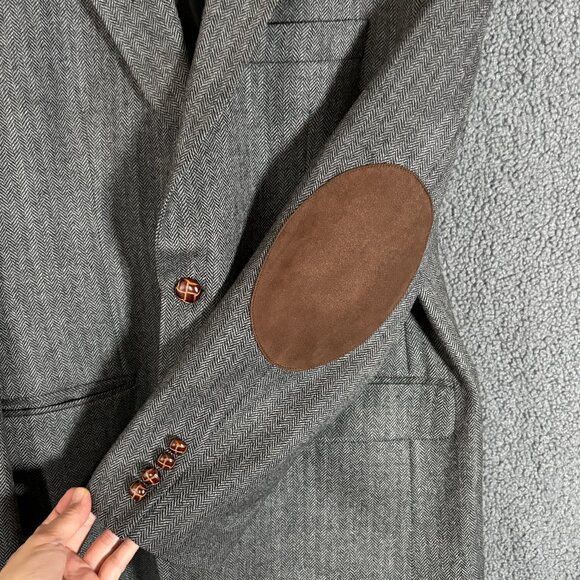 Lauren Ralph Lauren Wool Herringbone Elbow Patch Sport Coat Blazer - Men's 40R - Picture 4 of 12